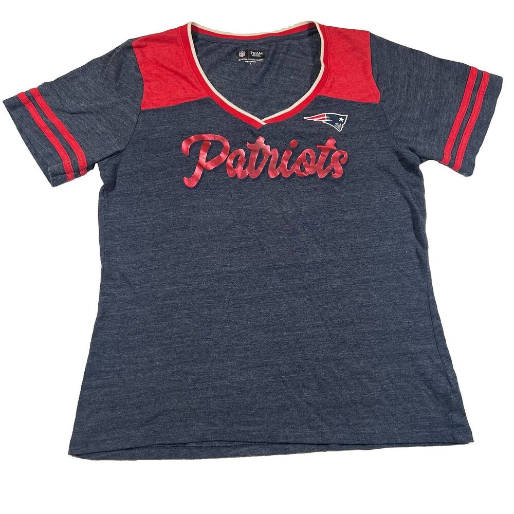 New England Patriots NFL Team Apparel V-Neck T-Shirt Women's XL Football